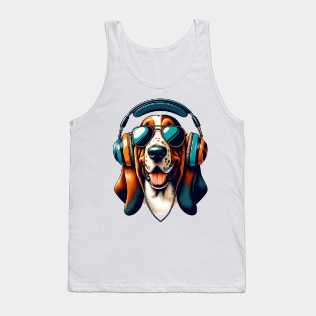 Basset Fauve de Bretagne Smiling DJ with Headphones Tank Top by ArtRUs